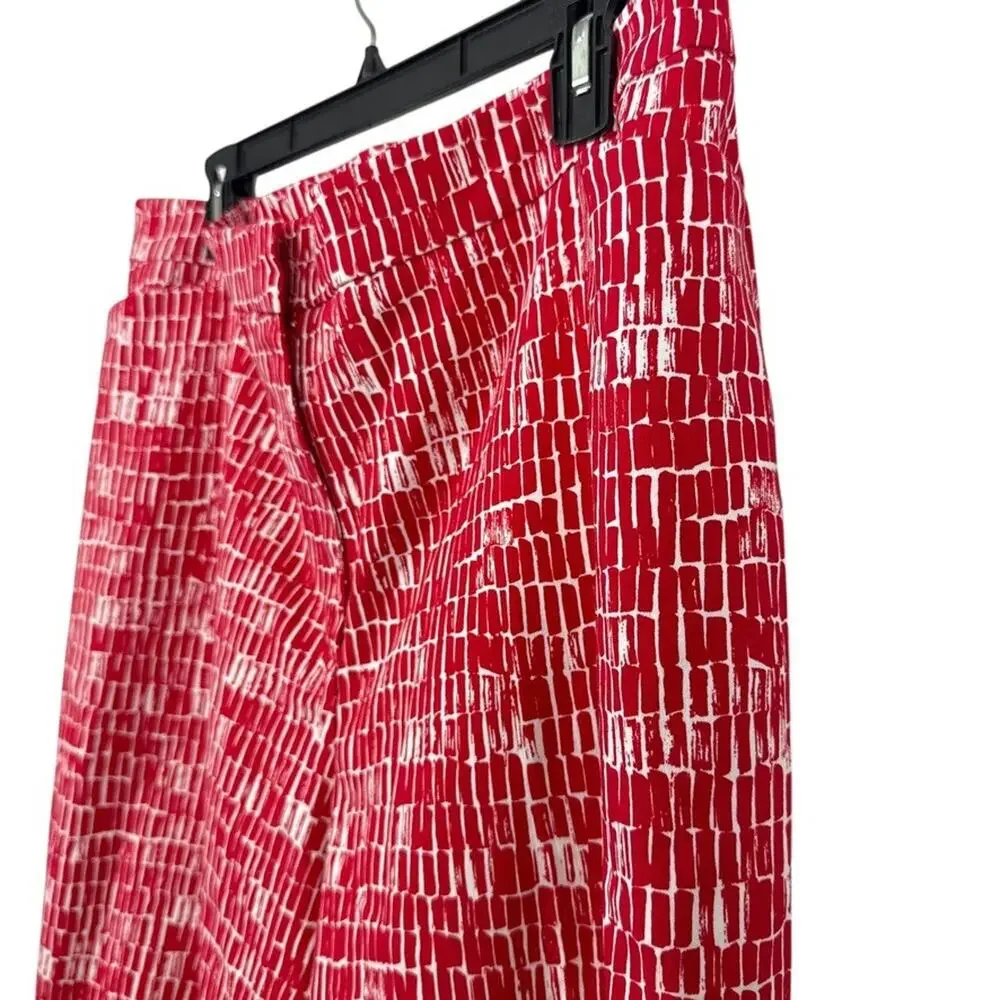 Susan Graver Womens Red White Zip Fly Stretch Elastic Waist Pants Printed 18 W - Picture 10 of 16